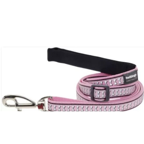 Red Dingo L6-RB-PU-SM Dog Lead Reflective Soft Pink Bones, Small - Picture 1 of 2
